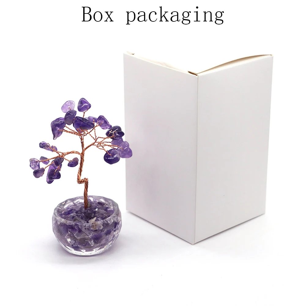 7 Chakras Tree of Life Decoration Rose Natural Chip Crystal Handmade Healing Luck Money Trees Feng Shui Home Office Ornament