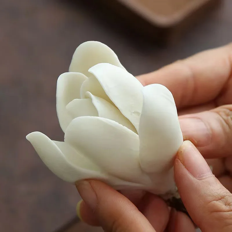 1pc Ceramic Magnolia Incense Pedestal, Incense Holder Chinese Decorations for Home White Decor Yoga Meditation Zen