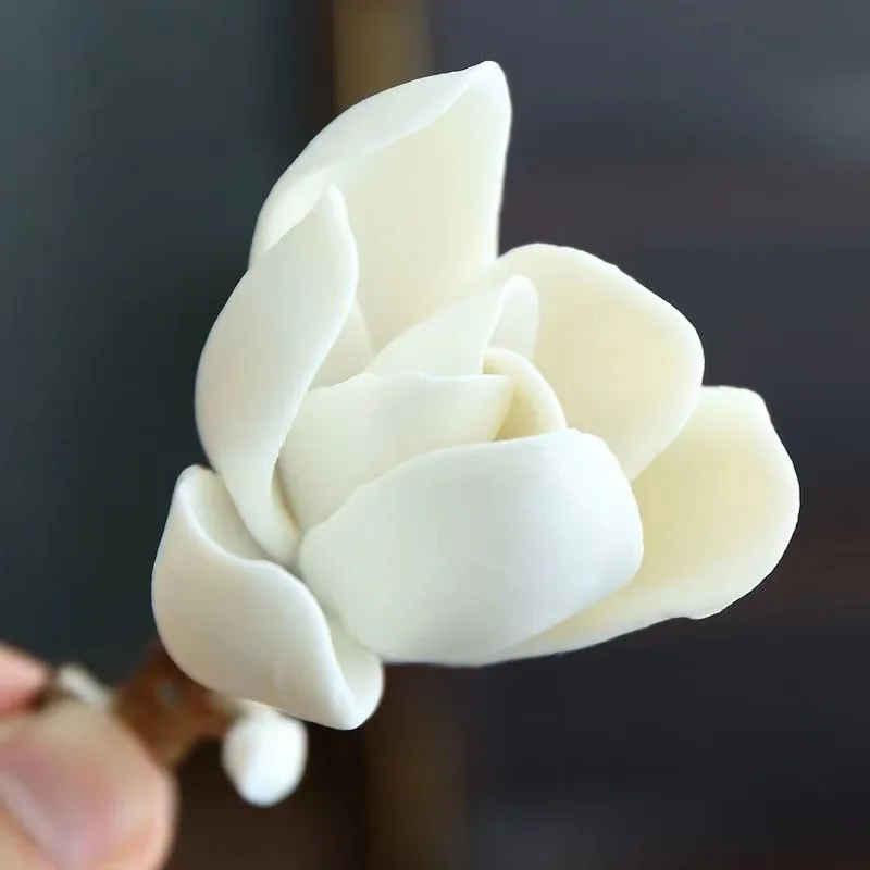 1pc Ceramic Magnolia Incense Pedestal, Incense Holder Chinese Decorations for Home White Decor Yoga Meditation Zen