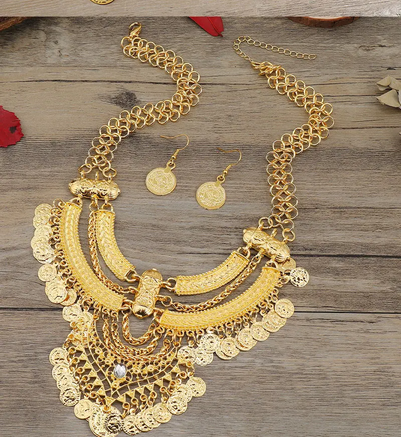 Women's Bohemian Statement Collar Gypsy Necklace Ethnic Extra-Long Retro Layered Dangle Jewelry for Festival